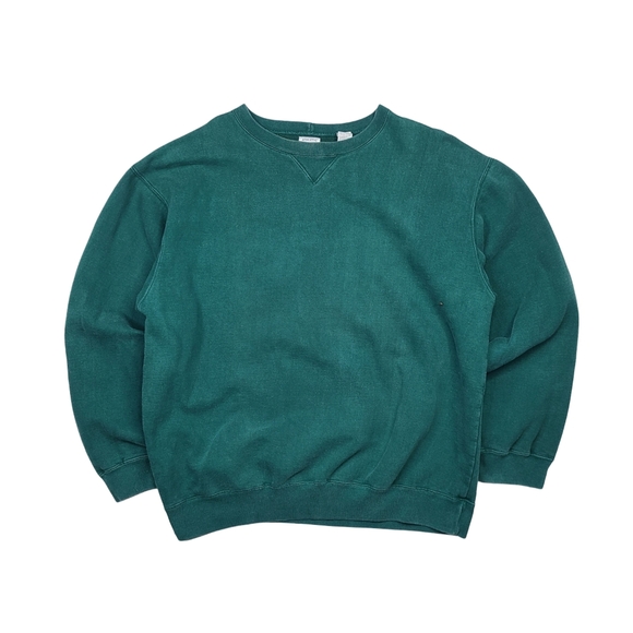 Vintage 90s GAP Athletic Sweats Crewneck BOXY XL Green Blank Sweatshirt USA Made - Picture 1 of 9